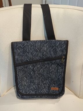 Eddie Bauer Black and White Patterned Crossbody Tote